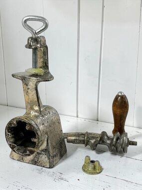 Vintage Keystone Food Chopper Meat Grinder Clamp w/ Box & Papers USA - Coll